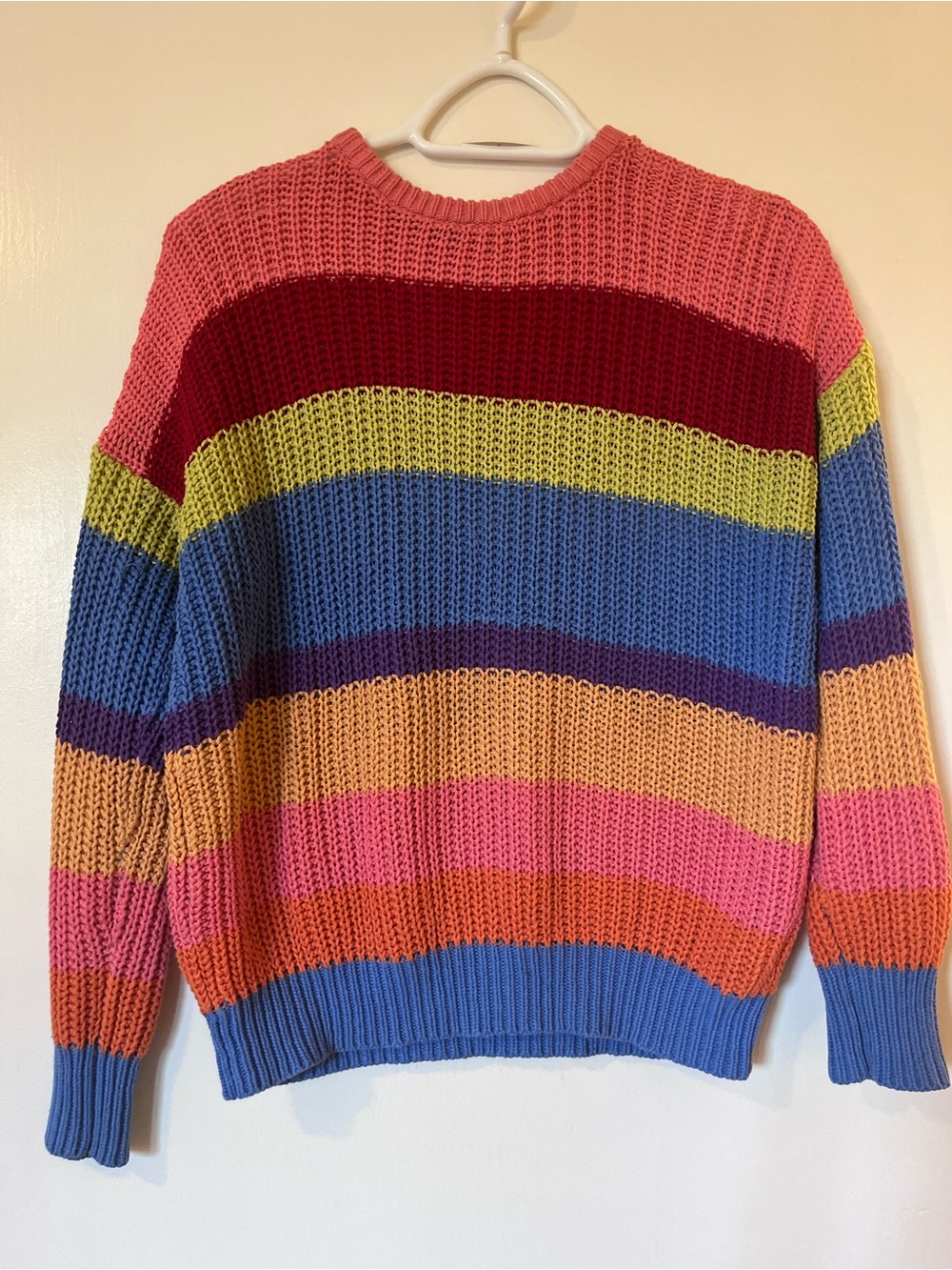Multicolor Striped Knit Sweater - Pink, Blue & Orange